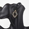 Rhombus Mixed Stone & Glass Seed Beads Dangle Stud Earrings EJEW-MZ00666-01-4