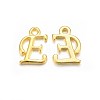 Golden Plated Alloy Letter Pendants PALLOY-J718-01G-E-1