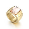 304 Stainless Steel & Glass Finger Rings FS-WGBA2F3-09-1