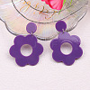 Flower with Flat Round Opaque Acrylic Dangle Stud Earrings FS-WG69462-09-1