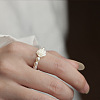 Flower Shell Pearl with Natural Freshwater Pearl Rice Beaded Finger Rings for Women FS-WGB4426-01-3