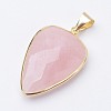 Faceted Natural Rose Quartz Pendants X-G-F340-02B-2