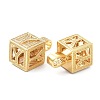 Alphabet Brass Micro Pave Clear Cubic Zirconia Pendants ZIRC-O045-01G-Y-3