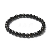 Natural Golden Sheen Obsidian Bead Stretch Bracelets BJEW-K212-A-020-3