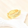 Ocean Theme Brass Micro Pave Cubic Zirconia Cuff Rings for Women RJEW-F184-17I-G-4