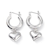 Brass Heart Dangle Hoop Earrings for Women EJEW-G347-01P-1