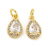 Brass Micro Pave Clear Cubic Zirconia Charms KK-G490-20G-1