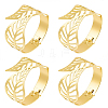 4Pcs Leaf Iron Cuff Bangles BJEW-SP0001-15G-1
