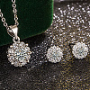 Brass Micro Pave Clear Cubic Zirconia Pendant Necklaces & Stud Earrings FS-WGDAB53-03-1