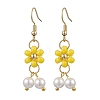 Natural Shell Pearl Beads & Glass Seed Dangle Earrings EJEW-MZ00310-04-2