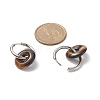 Natural Tiger Eye Pi Disc/Donut Dangle Hoop Earrings EJEW-JE05132-01-3
