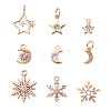 Crafans 18Pcs 9 Style Brass Micro Pave Cubic Zirconia Charms KK-CF0001-01-9