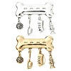 2Pcs 2 Colors Bone Zinc Alloy Lapel Pins for Backpack Clothes JEWB-CJ0003-14-1