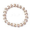 Handmade Flower Printed Porcelain Ceramic Beaded Stretch Bracelets BJEW-JB11910-02-2