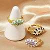 Brass Enamel Cuff Rings for Women RJEW-L113-027G-2