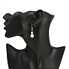 Brass Natural Rose Quartz Dangle Earrings EJEW-JE06588-01-3