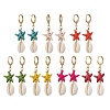 Starfish Synthetic Turquoise Hoop Earrings EJEW-JE06440-3