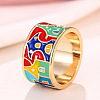 House Pattern Brass Enamel Finger Rings FS-WG03239-01-1
