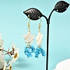 Star with Cluster Chip Beads Long Dangle Earrings EJEW-JE04686-01-2
