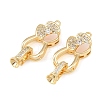 Brass Micro Pave Clear Cubic Zirconia Fold Oval Clasp KK-CBABC34-04G-1