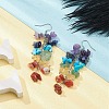 Natural & Synthetic Mixed Gemstone Chips Beaded Candy Cane Dangle Earrings EJEW-JE05368-3
