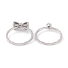 Bowknot 304 Stainless Steel Finger Ring Set for Women RJEW-C086-09-P-3