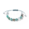 Natural & Synthetic Mixed Gemstone Round Braided Bead Bracelet BJEW-JB09274-1