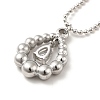 Clear Cubic Zirconia Teardrop Pendant Necklace with 304 Stainless Steel Ball Chains for Women LS-NJEW-H162-01P-3