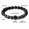 Natural Rhyolite Jasper & Lava Rock & Cubic Zirconia Round Beads Stretch Bracelets for Men Women Round Beads Stretch Bracelets for Men Women FF8165-4-1