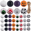 210Pcs 8 Styles Halloween Theme Printed Natural Wooden Beads WOOD-SP0001-07-1