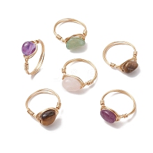 Nuggets Natural Gemstone Finger Rings RJEW-JR00696