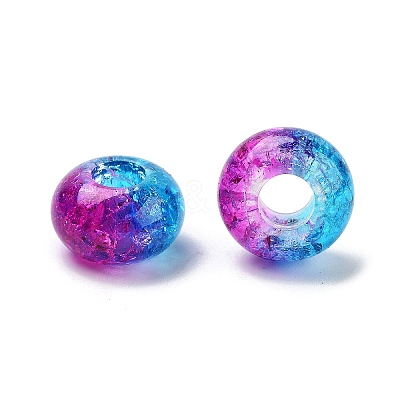 Two Tone Transparent Crackle Acrylic European Beads TACR-P009-B01-07-1