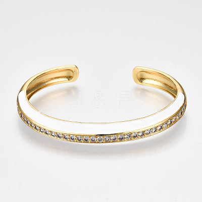 Brass Micro Pave Clear Cubic Zirconia Cuff Bangles BJEW-N302-004F-NF-1