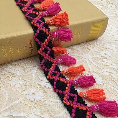 10 Yards Polyester Tassel Ribbon OCOR-WH0101-33C-1