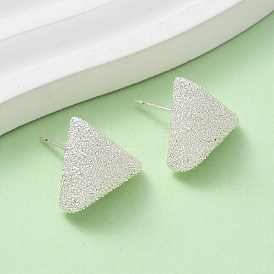Brass Textured Stud Earrings EJEW-A143-02D-S-1