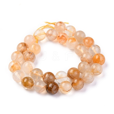 Natural Yellow Hematoid Quartz/Golden Healer Quartz Beads Strands G-M369-01A-1