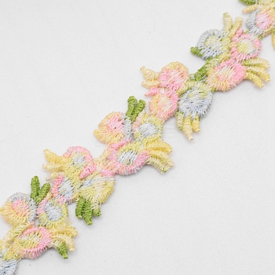 Flower Polyester Trim Ribbon OCOR-WH0057-18E-1