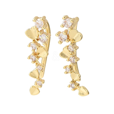 Brass Micro Pave Cubic Zirconia Stud Crawler Earrings KK-CBAA351-03G-1