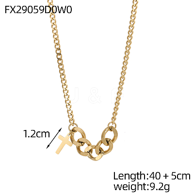 304 Stainless Steel Curb Chains Pendant Necklace OY002-38G-1