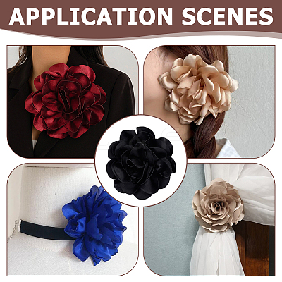 Flower Polyester Brooches JEWB-WH0001-47P-01-1