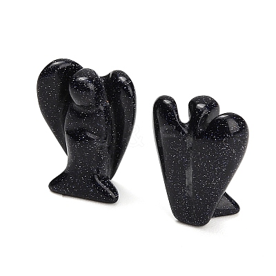Synthetic Blue Goldstone Gemstone Carved Angle Figurines GG-CBA8396-A14-1
