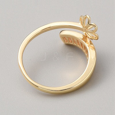 Brass Micro Pave Clear Cubic Zirconia Cuff Ring Setting KK-WH0031-50G-1