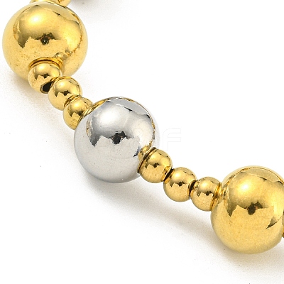 304 Stainless Steel & 201 Stainless Steel Round Beaded Bracelets for Women BJEW-G717-03B-GP-1