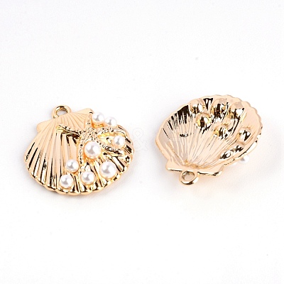 Alloy Plastic Pearl Pendants PALLOY-WH0086-12-1