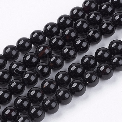 Natural Black Onyx Beads Strands G-H1567-6MM-1