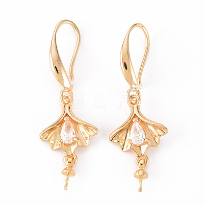 Brass Micro Pave Clear Cubic Zirconia Earring Hooks KK-T062-120G-NF-1