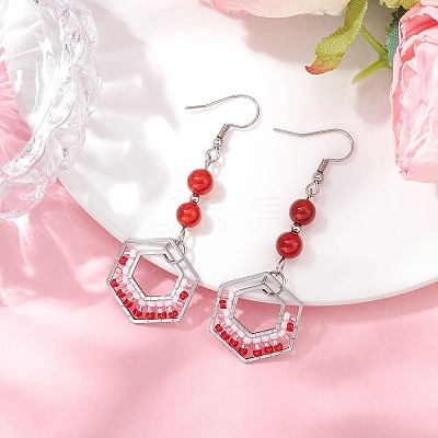 304 Stainless Steel Linking Ring Dangle Earring EJEW-MZ00132-1