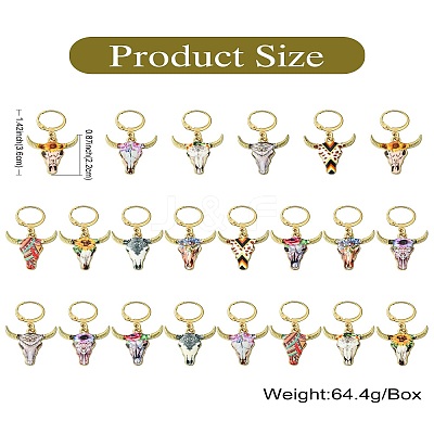 Cattle Alloy Enamel Pendant Locking Stitch Markers HJEW-CJ00032-1