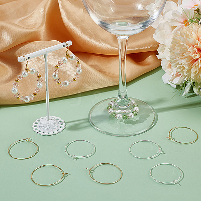 100Pcs 2 Colors 316 Surgical Stainless Steel Wine Glass Charms Rings STAS-BBC0005-95C-1