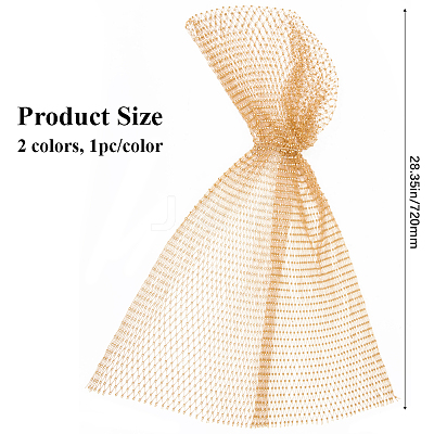 2Pcs 2 Colors Polyester Rhinestone Mesh Headpiece Cap for Women AJEW-CY0001-63-1